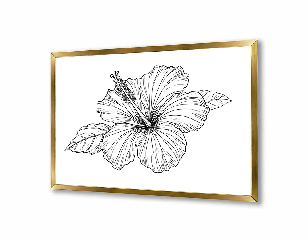 Metall Magnetboard mit hochwertigem Hibiskus Blume Linienzeichnung Design