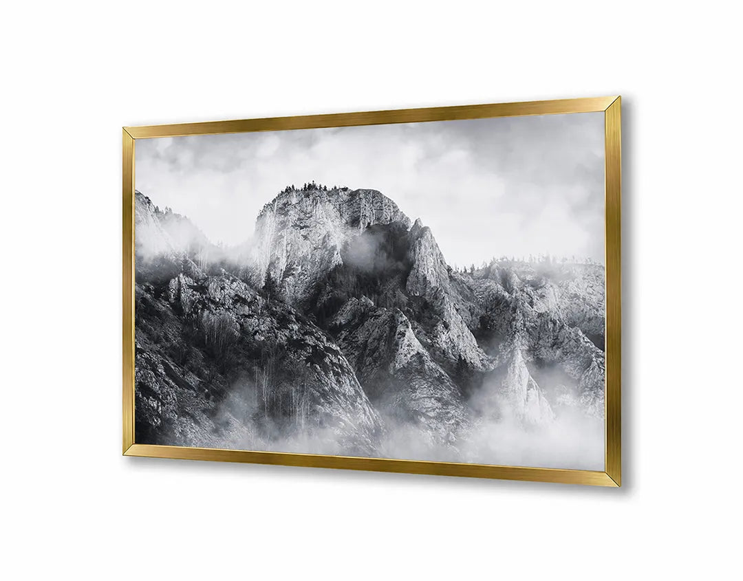 Metall Magnetboard mit hochwertigem Mistige Bergtoppen Design