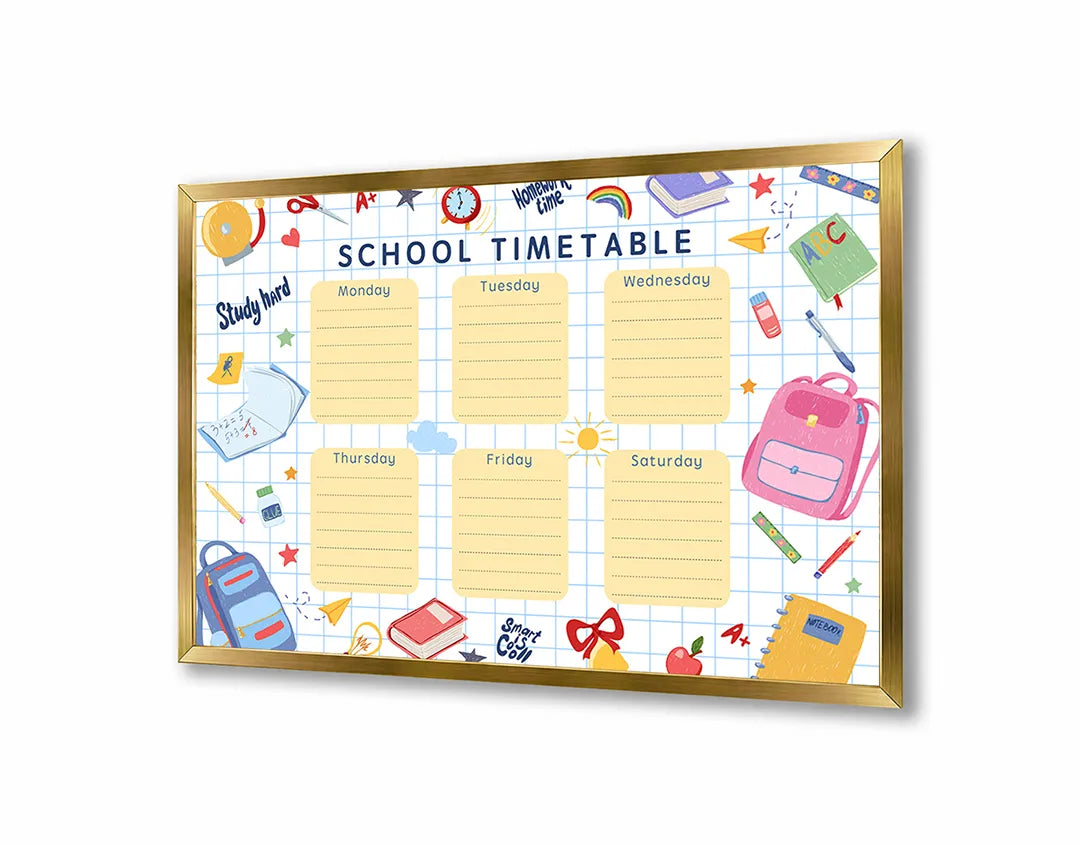 Metall Magnetboard mit hochwertigem School Timetable fröhlich Raster Design