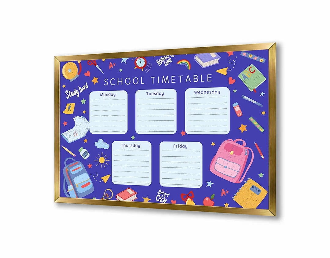 Metall Magnetboard mit hochwertigem School Timetable lila Raster Design
