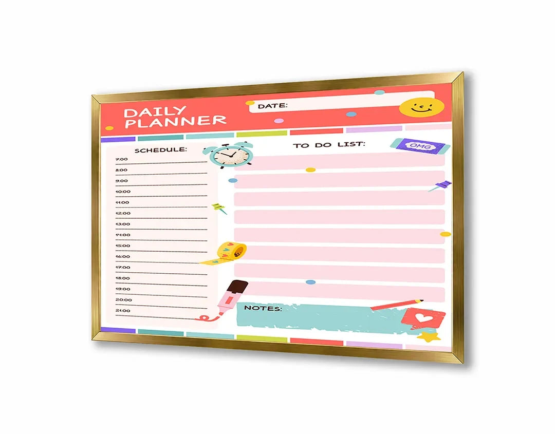 Metall Magnetboard mit hochwertigem Daily Planer rosa Design
