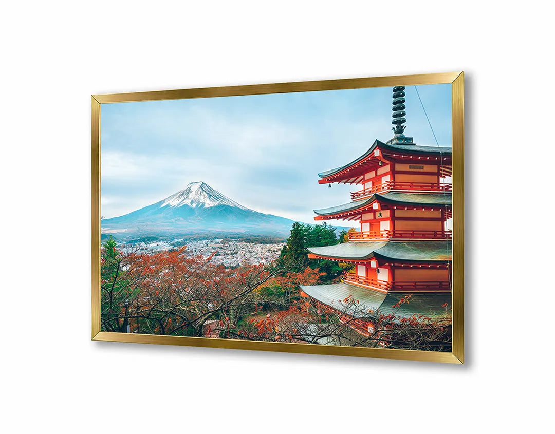 Metall Magnetboard mit hochwertigem Mount Fuji Und Pagode In Der Herfst Design