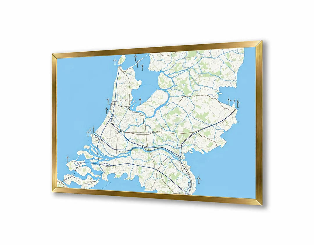 Metall Magnetboard mit hochwertigem Niederlande Wasserwege Landkarte Design