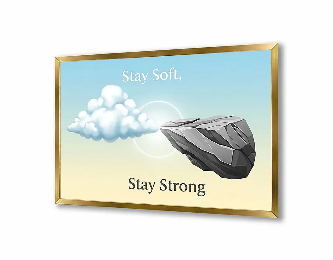 Metall Magnetboard mit hochwertigem Stay soft stay strong Text Stein Design