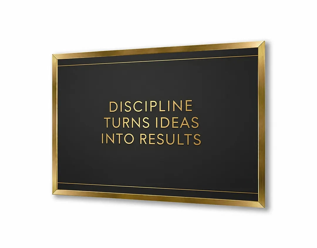 Metall Magnetboard mit hochwertigem Discipline turns ideas into results Design