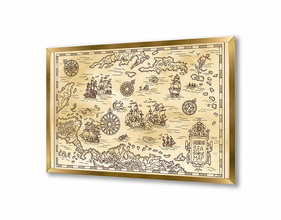 Metall Magnetboard mit hochwertigem Alte Piraten Schatzkarte Design