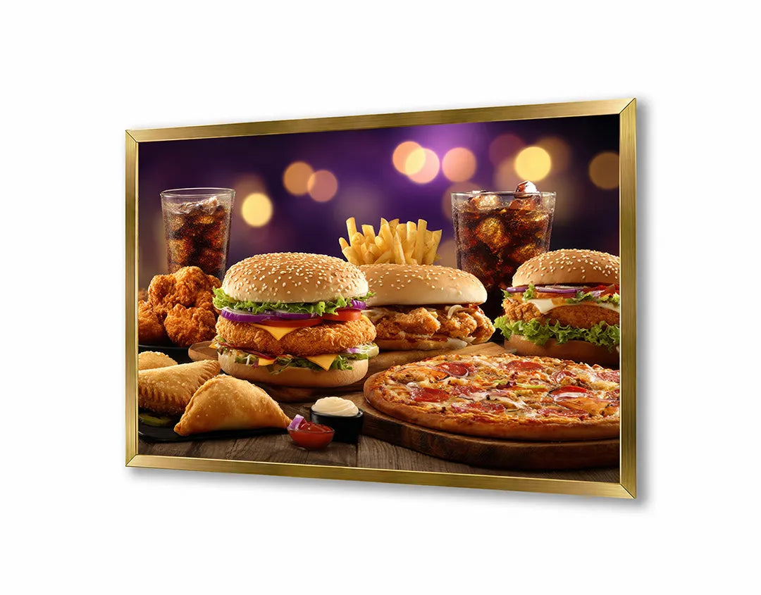 Metall Magnetboard mit hochwertigem Hamburger Menü Fastfood Design