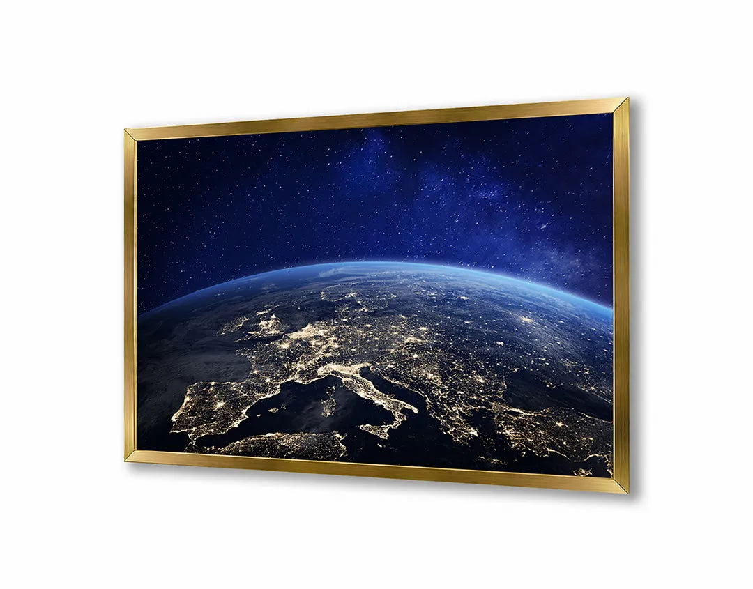 Metall Magnetboard mit hochwertigem Erde Vanuit Der Ruimte Mit Stadslichten Design