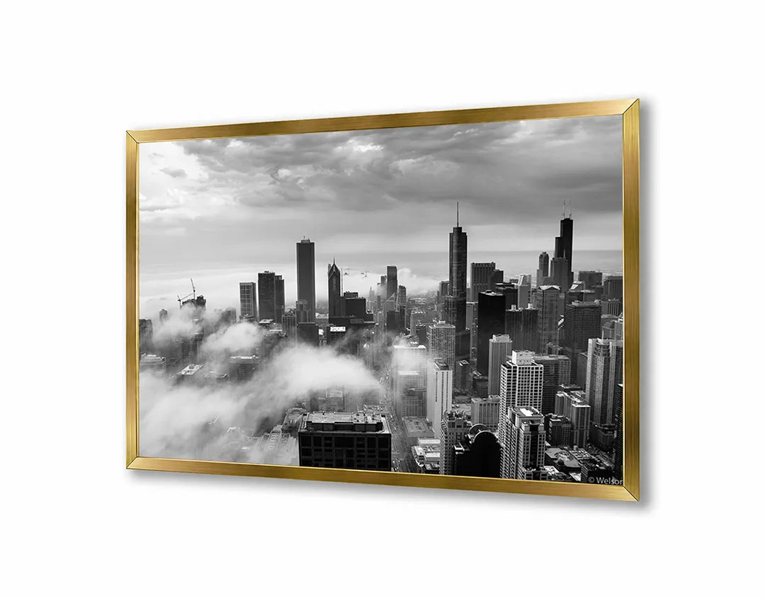 Metall Magnetboard mit hochwertigem New York Skyline Boven Der Wolken Design