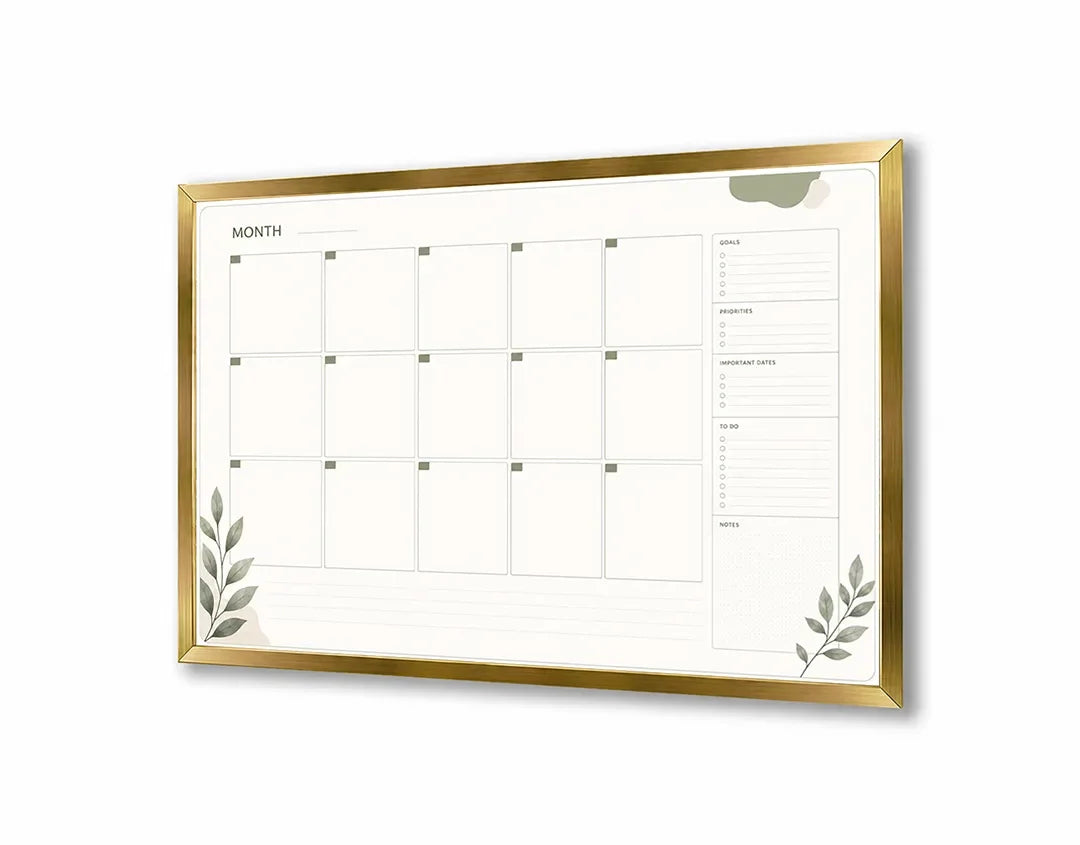Metall Magnetboard mit hochwertigem Monatsplaner mit Eucalyptus Design