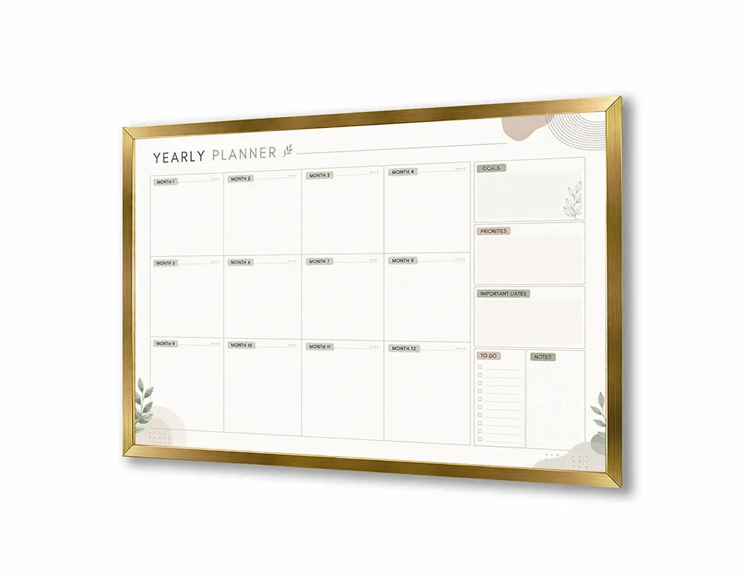 Metall Magnetboard mit hochwertigem Botanische Monatsplaner Design