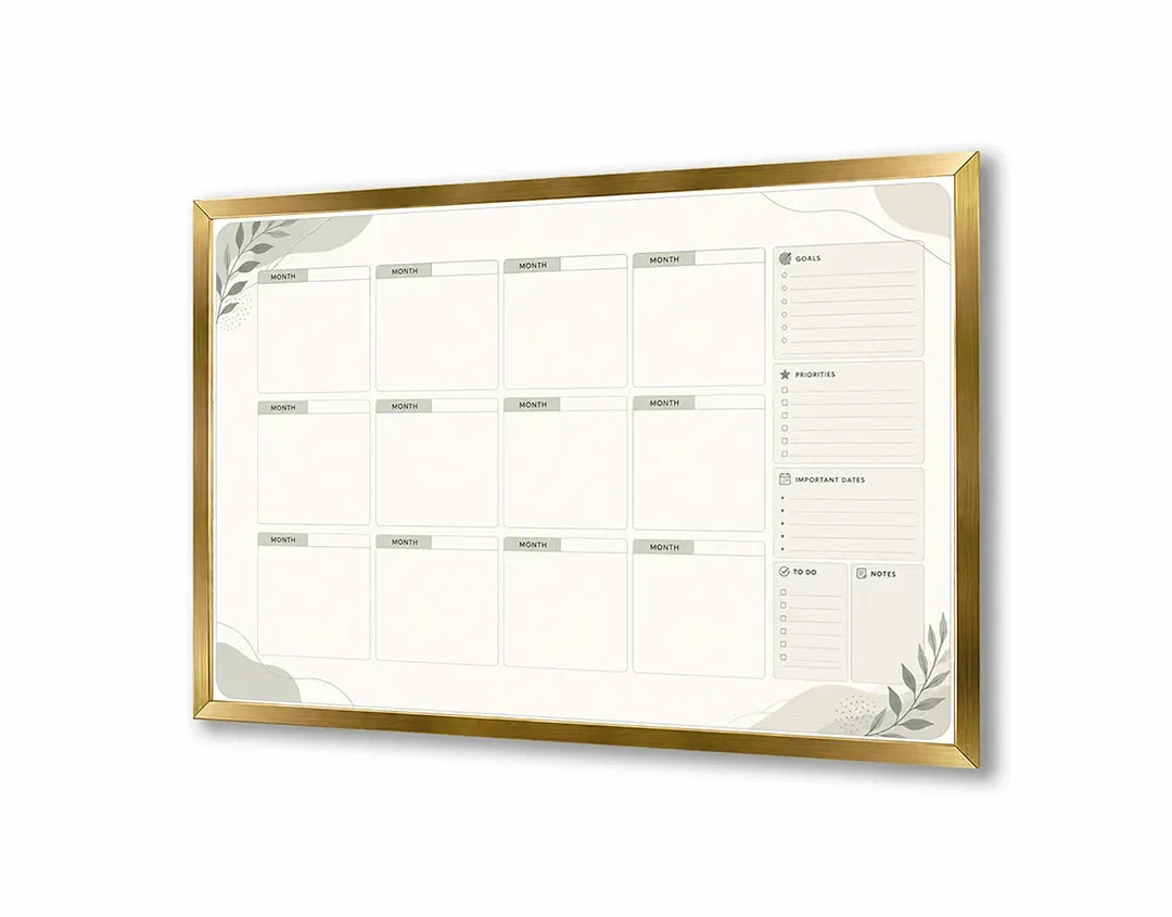 Metall Magnetboard mit hochwertigem Minimalistische Monatsplaner Design