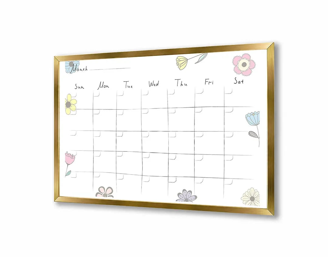 Metall Magnetboard mit hochwertigem Monatsplaner Blumen Design