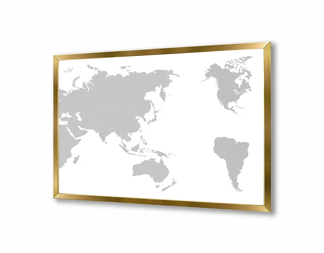 Metall Magnetboard mit hochwertigem Weltkarte grijs weiß Design