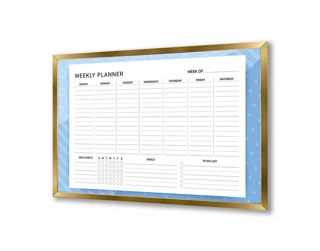 Metall Magnetboard mit hochwertigem Wochenplaner blau Design