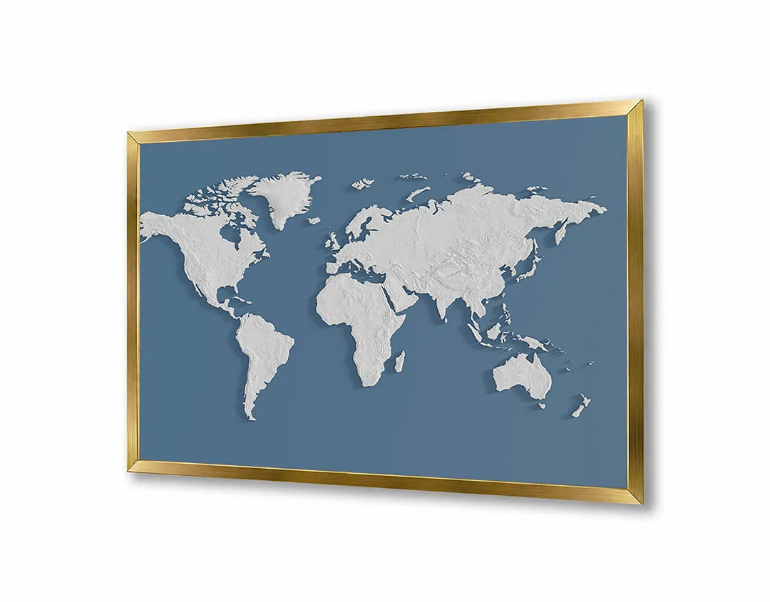 Metall Magnetboard mit hochwertigem Weltkarte blau Design