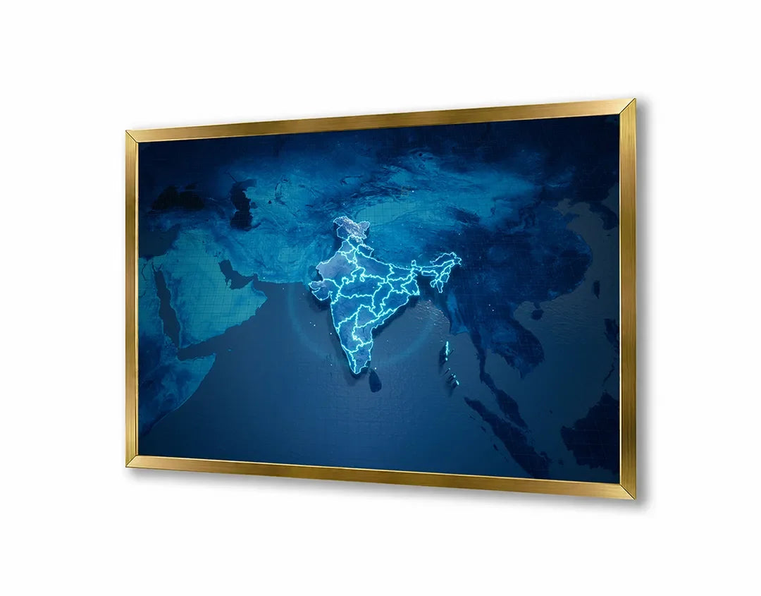 Metall Magnetboard mit hochwertigem Weltkarte donkerblauw neon Design
