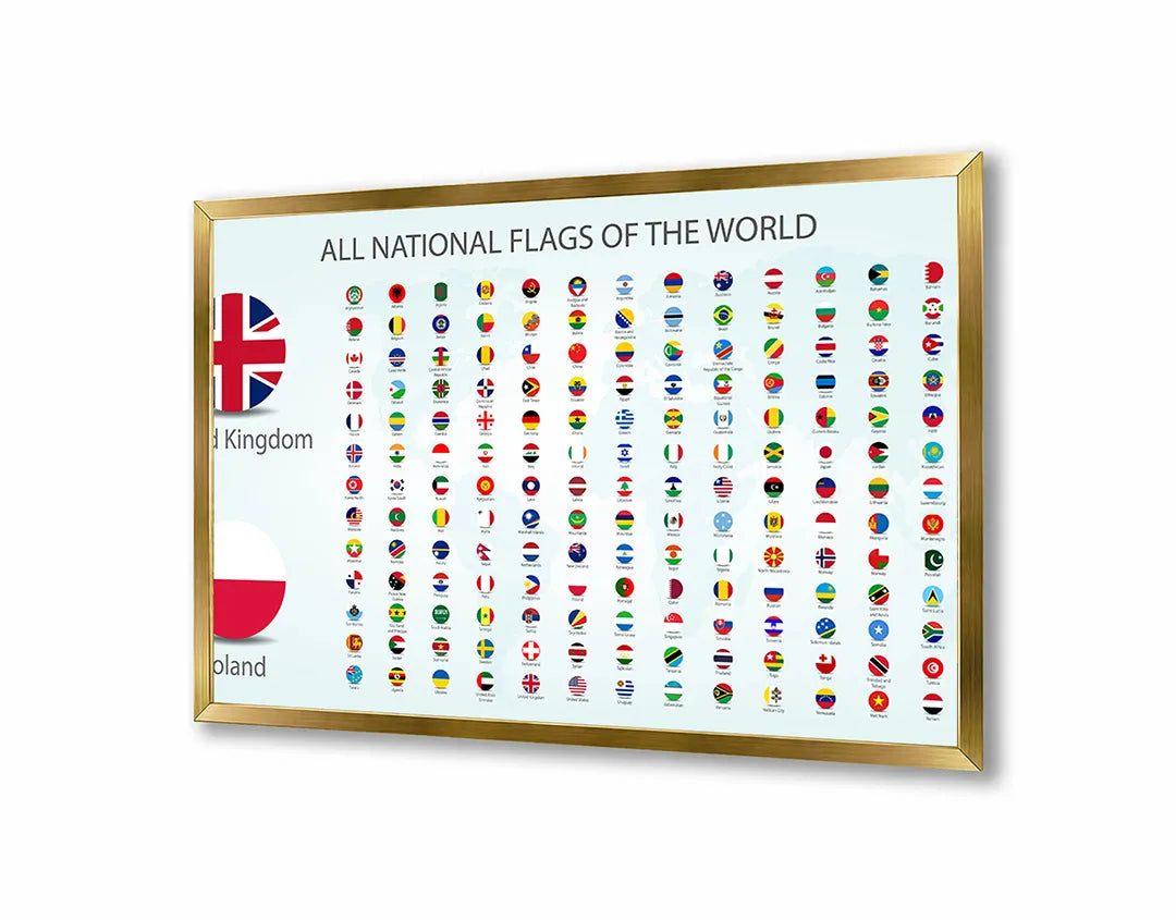 Metall Magnetboard mit hochwertigem Wereldvlaggen poster Design