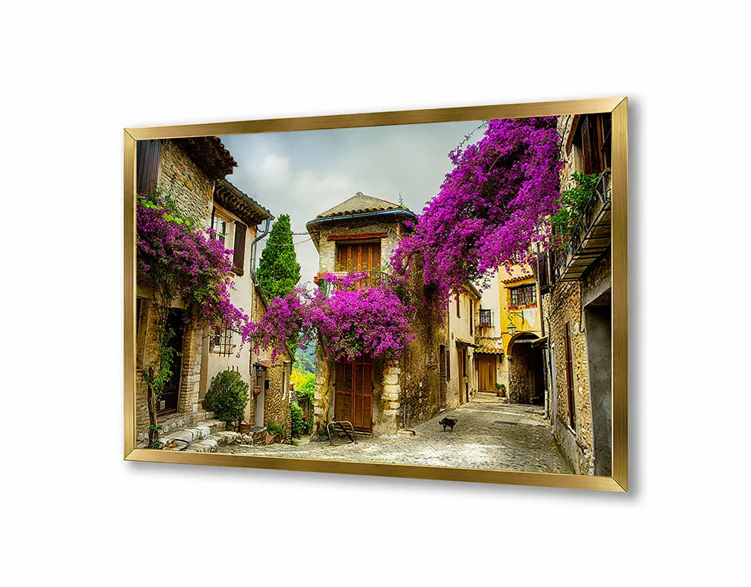 Metall Magnetboard mit hochwertigem Rosa Blumen In Ein Alte Straat Design
