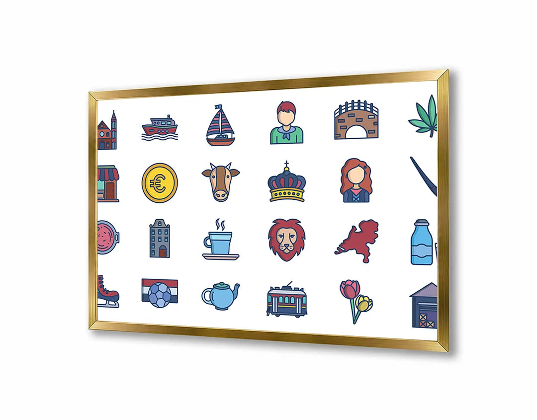 Metall Magnetboard mit hochwertigem Iconen Muster Design