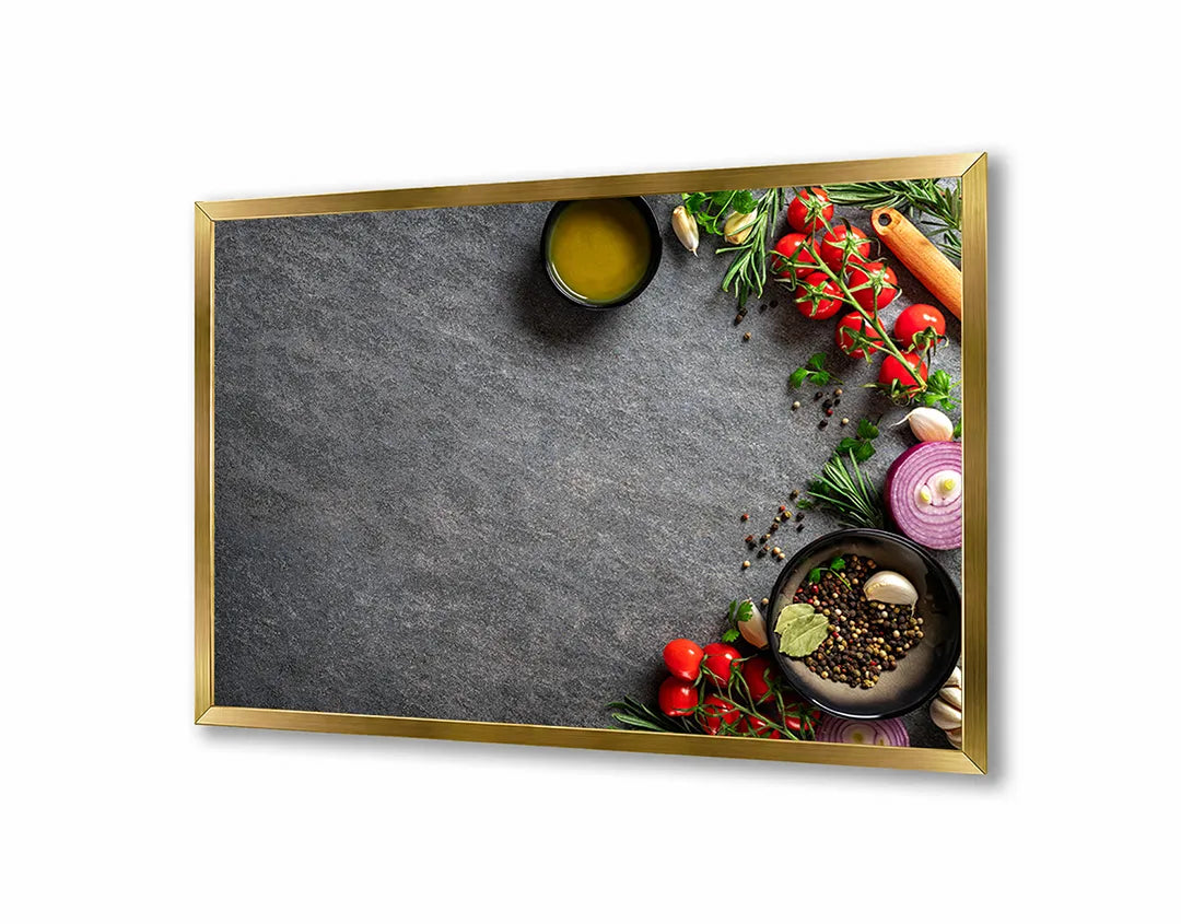 Metall Magnetboard mit hochwertigem Kook Zutaten dunkel Design