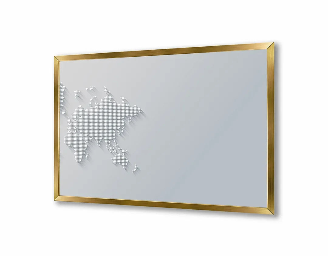 Metall Magnetboard mit hochwertigem Weltkarte grijs 3d Design
