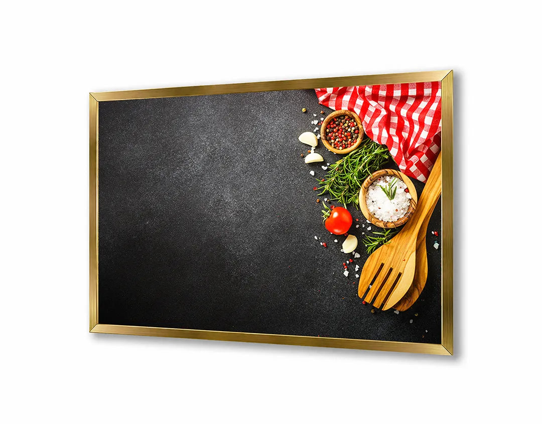 Metall Magnetboard mit hochwertigem Hölzerne kookgerei und tomaten Design