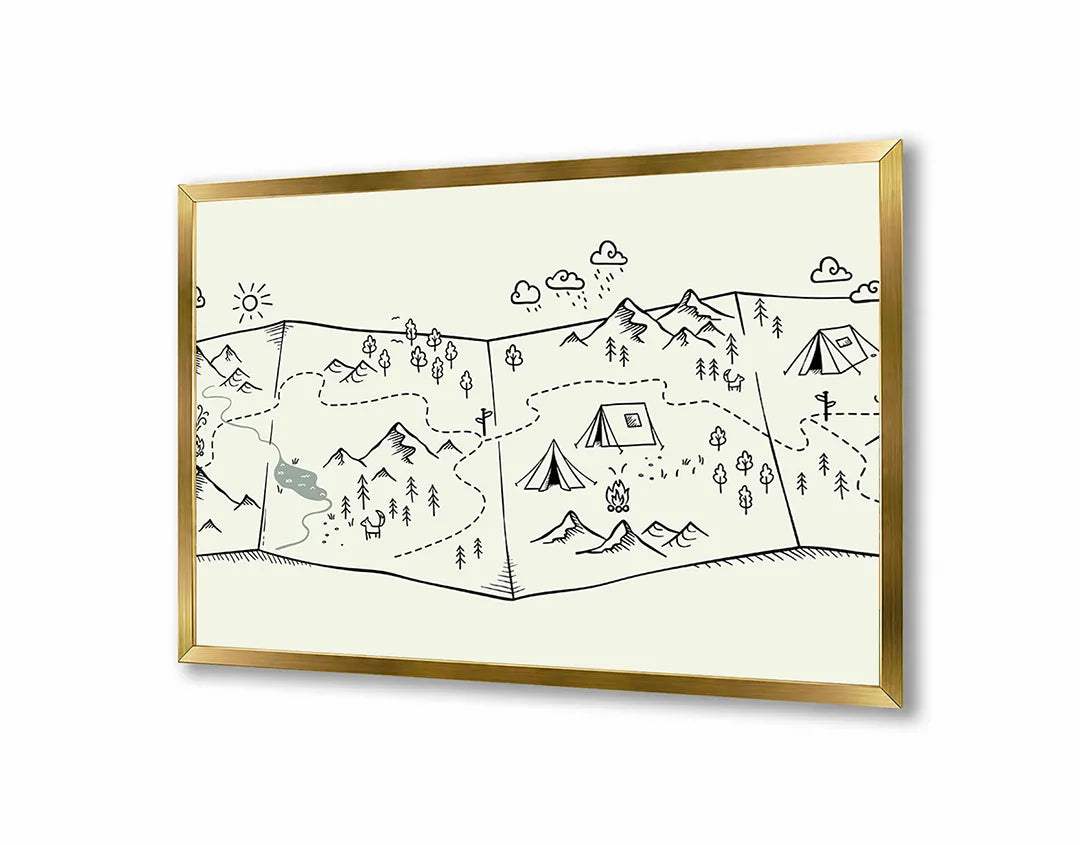 Metall Magnetboard mit hochwertigem Berge Doodle Illustration Design
