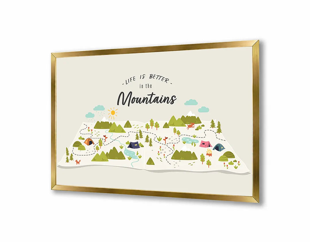 Metall Magnetboard mit hochwertigem Life is better in mountains Design