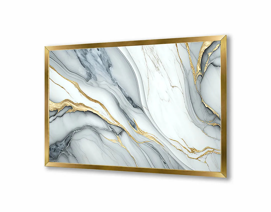 Metall Magnetboard mit hochwertigem Gold weiß Marmor Design