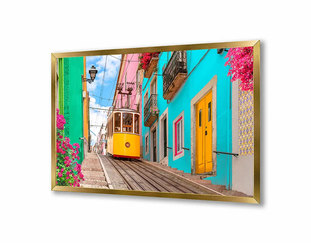 Metall Magnetboard mit hochwertigem Gelbe tram Lissabon Design