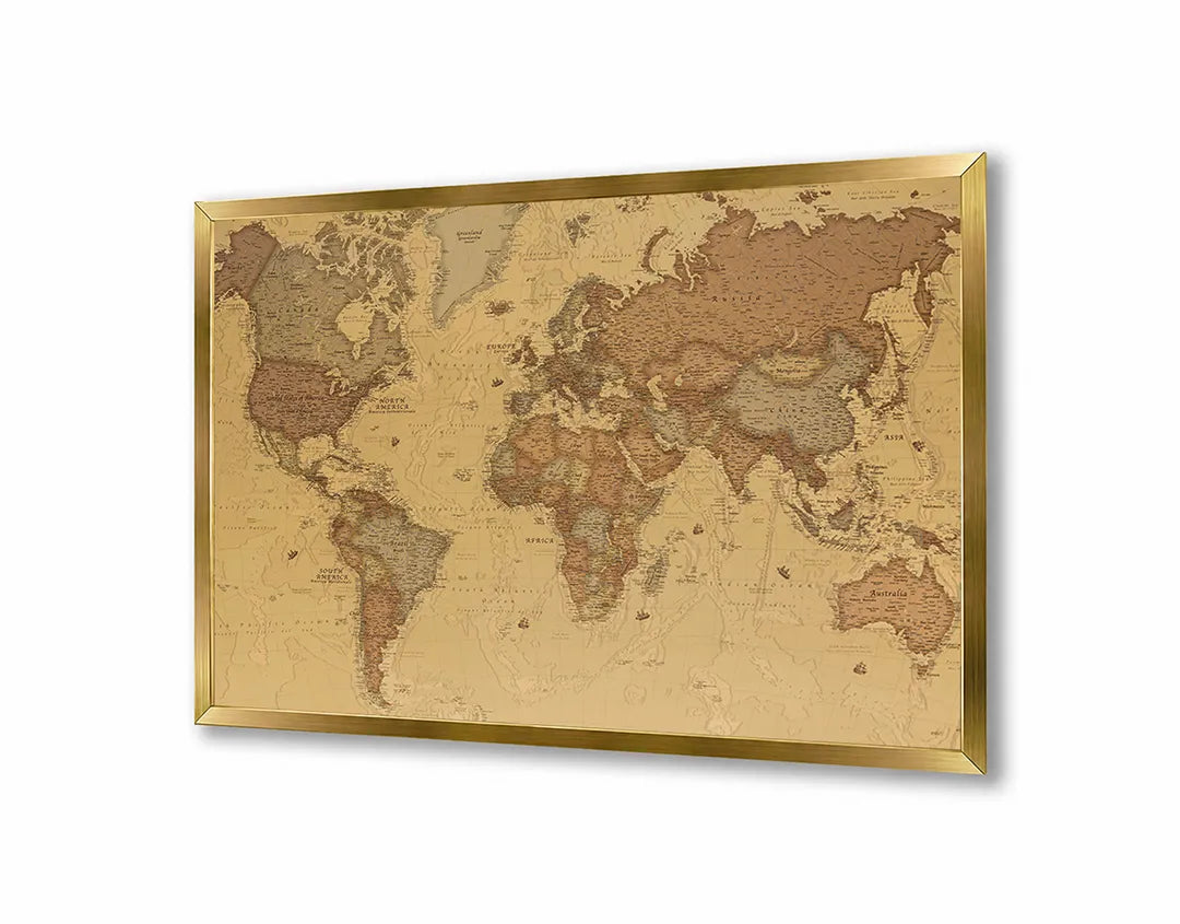 Metall Magnetboard mit hochwertigem Klassische Weltkarte Design
