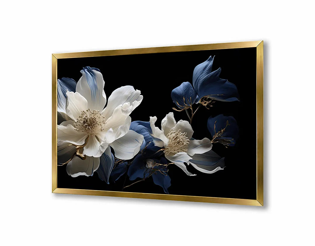 Metall Magnetboard mit hochwertigem Weiße Orchidee auf schwarz Design