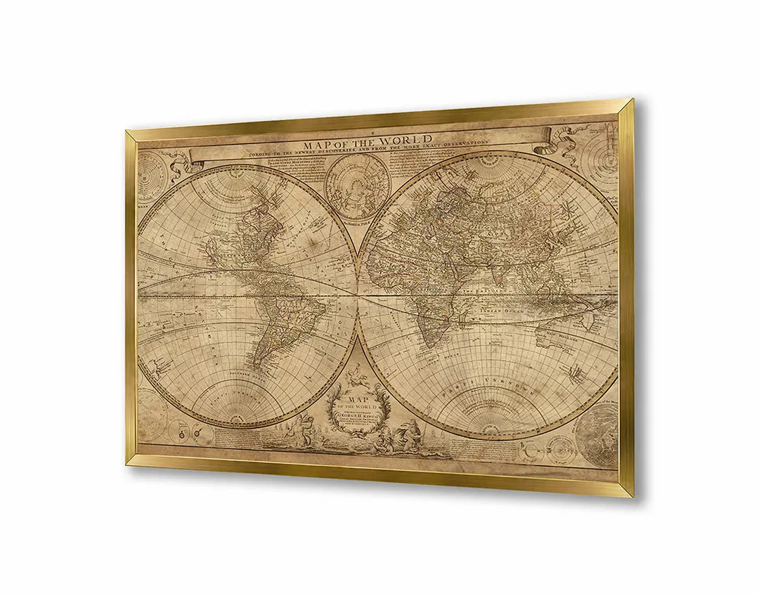 Metall Magnetboard mit hochwertigem Wereldbol Vintage stijl Design