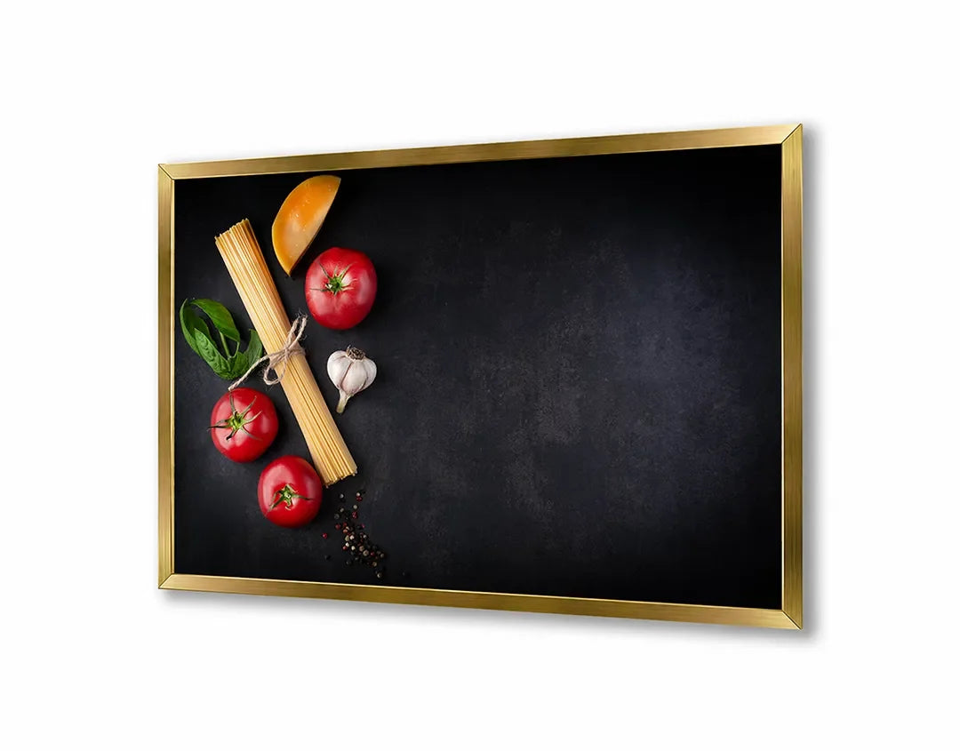 Metall Magnetboard mit hochwertigem Pasta Zutaten dunkel Design