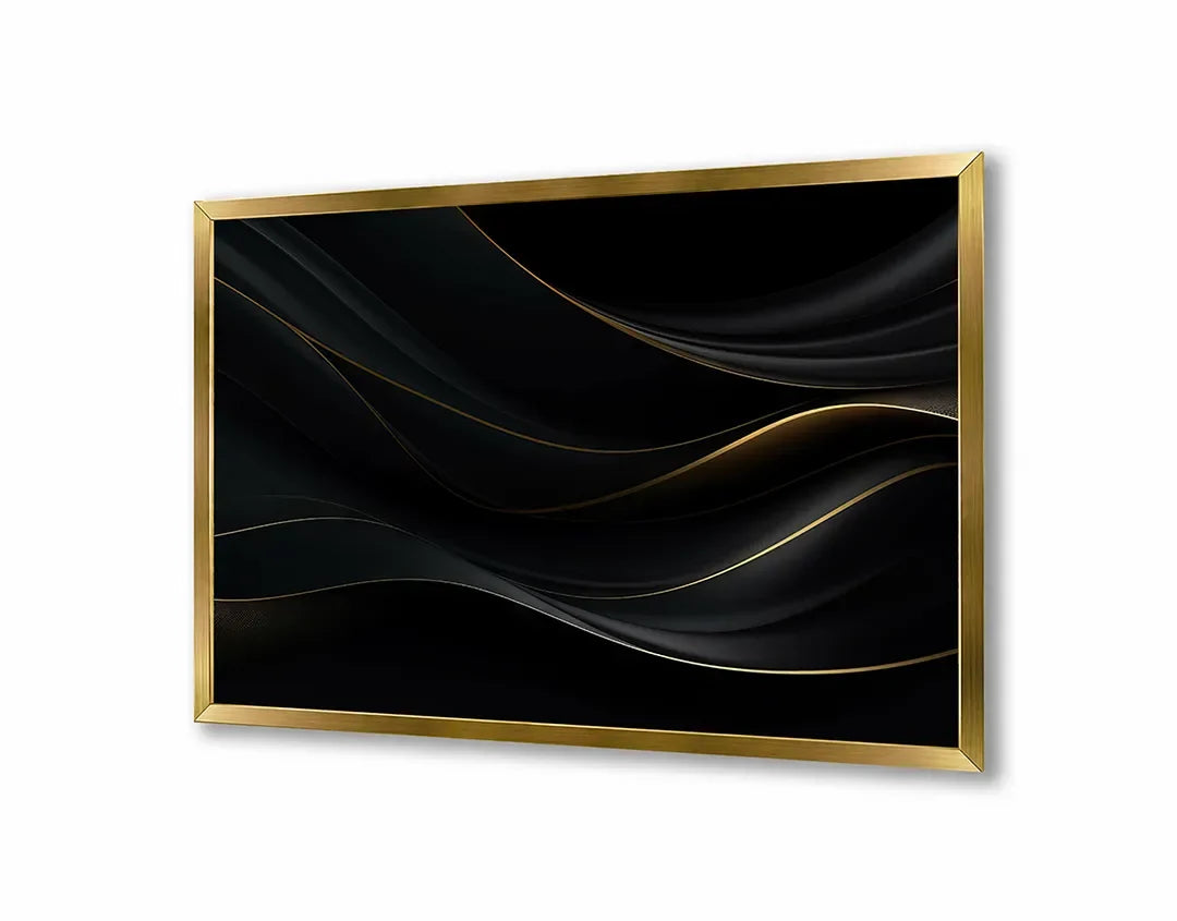 Metall Magnetboard mit hochwertigem Schwarze wellige Linien Gold Design