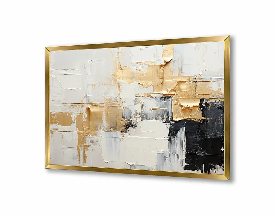 Metall Magnetboard mit hochwertigem Gold und weiß abstrakt schilderij Design