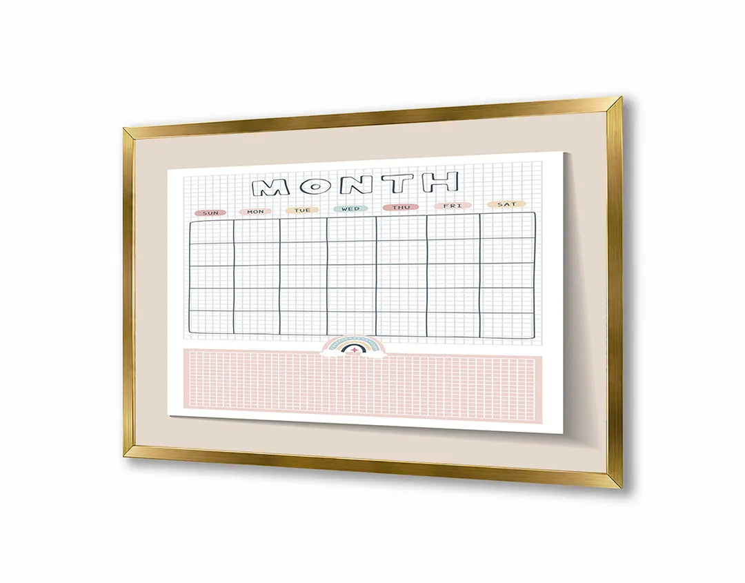 Metall Magnetboard mit hochwertigem Rosa Monatsplaner Design
