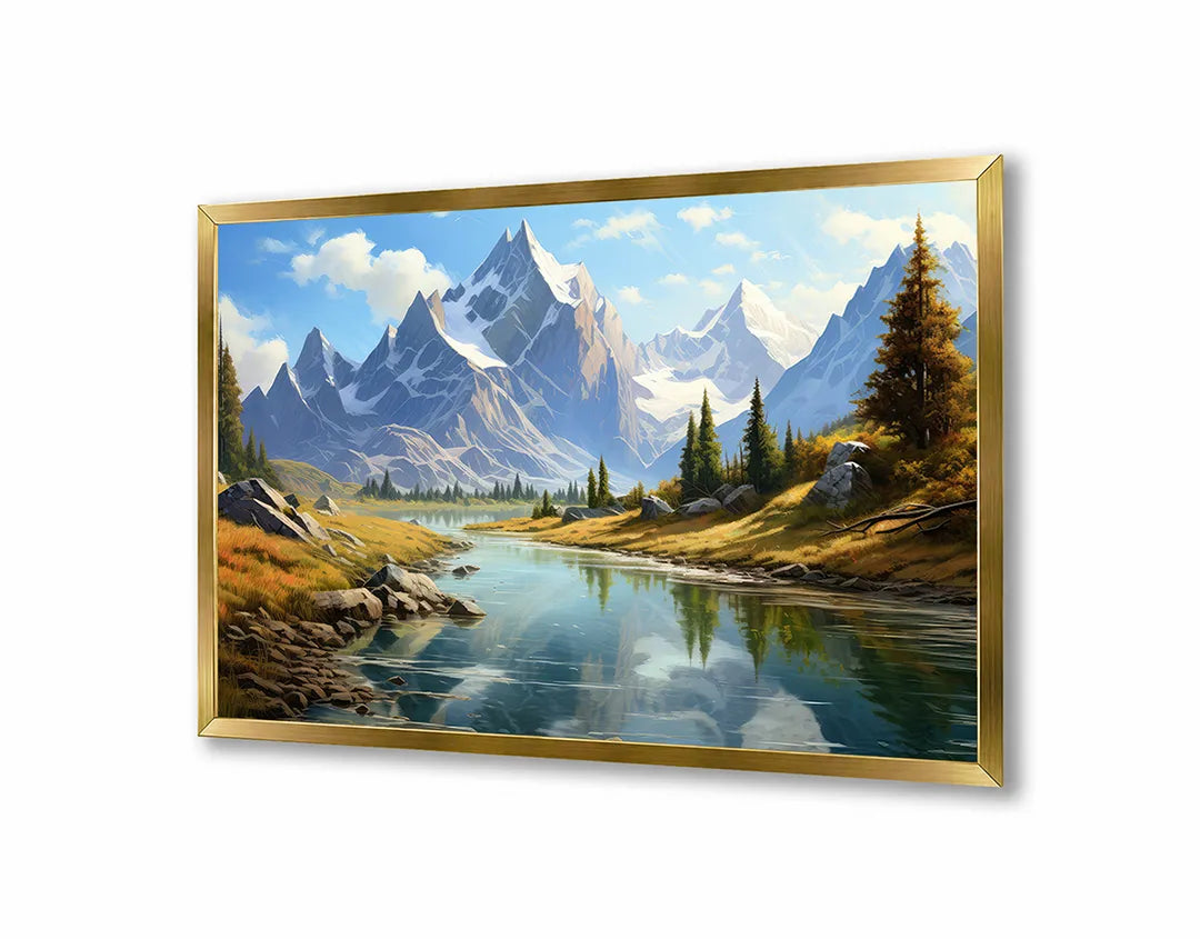 Metall Magnetboard mit hochwertigem Besneeuwde Berge und rivier Design