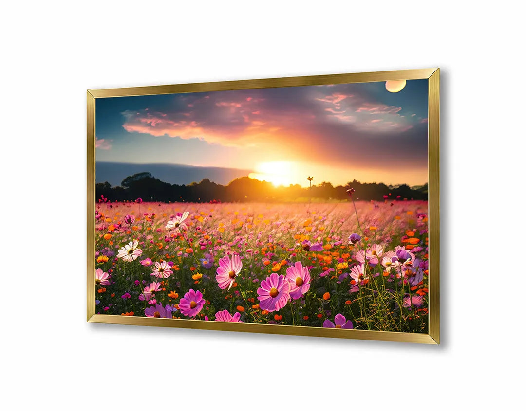 Metall Magnetboard mit hochwertigem Lavendelveld Sonnenuntergang Design