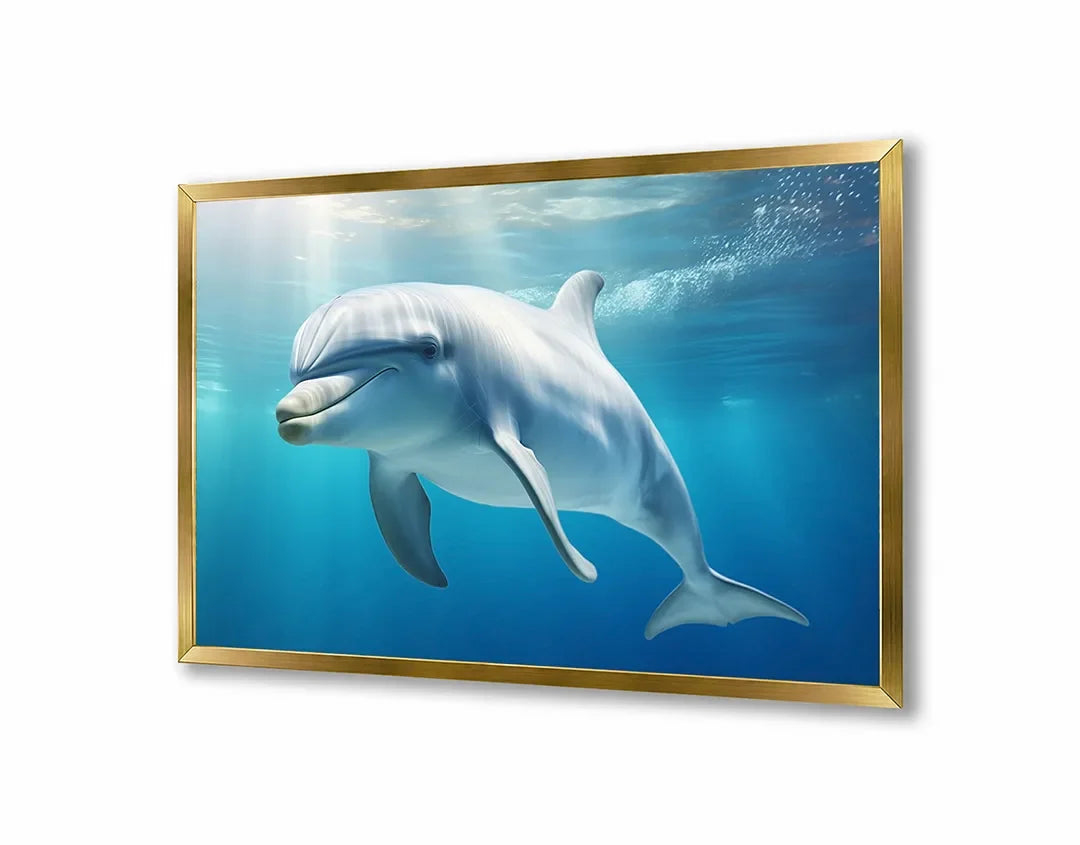 Metall Magnetboard mit hochwertigem Dolfijn Unterwasser blau Design