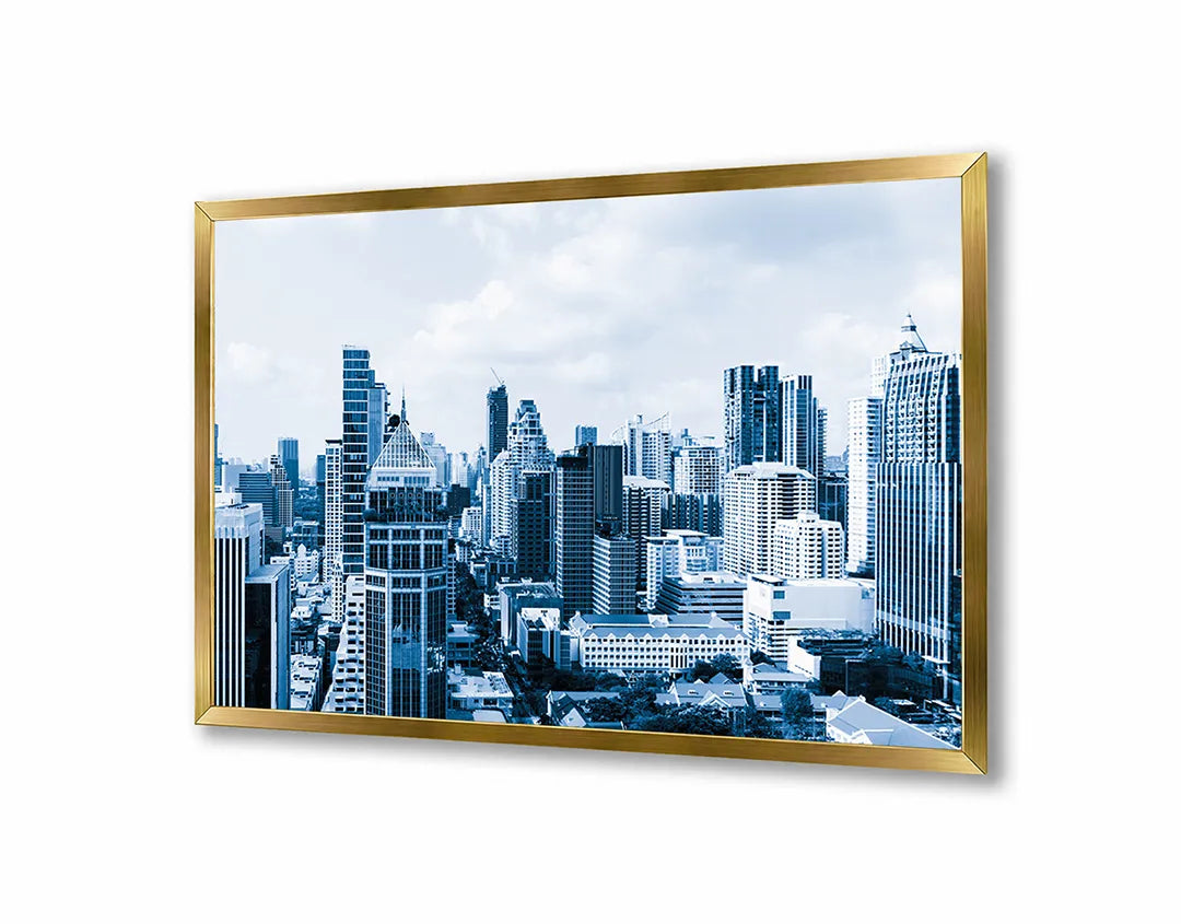 Metall Magnetboard mit hochwertigem Skyline stad in Winter Design