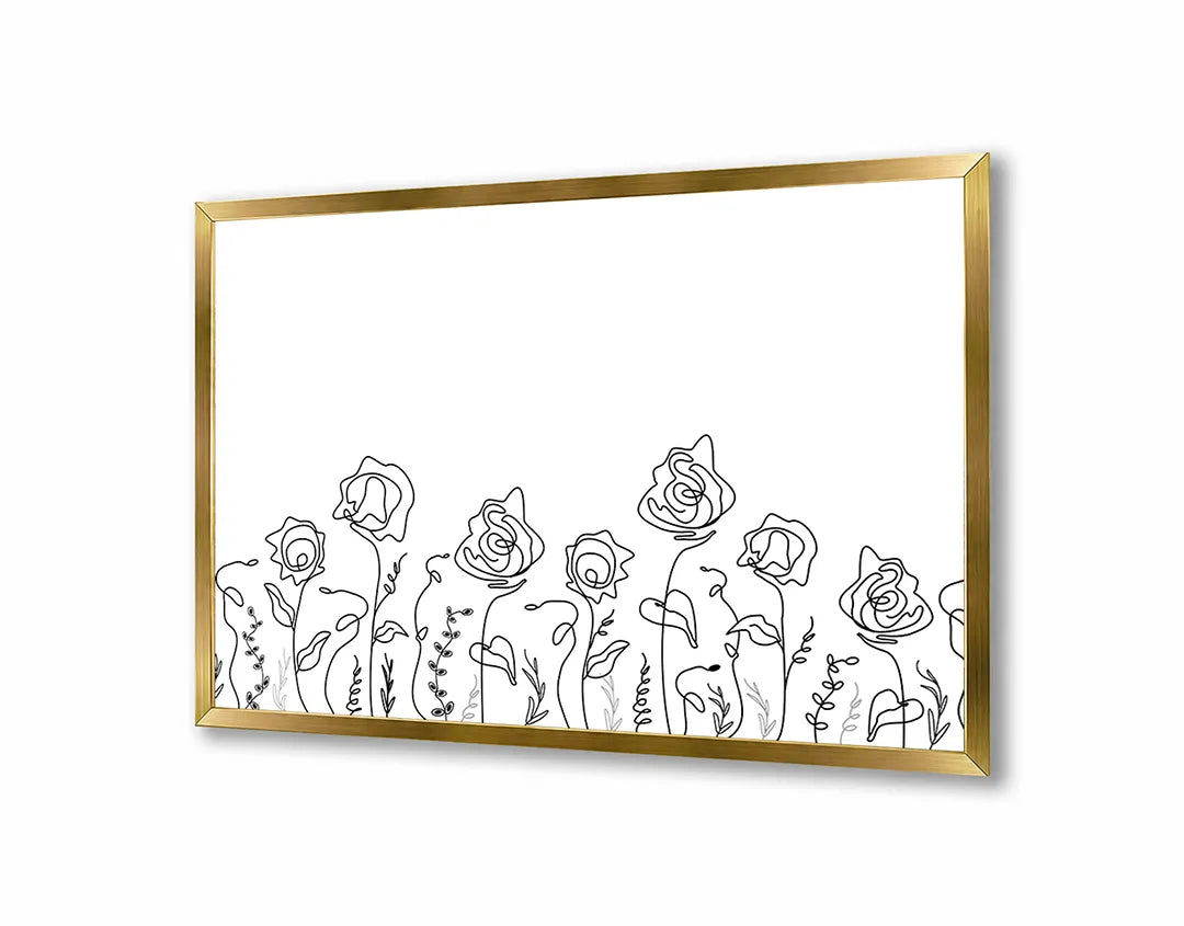 Metall Magnetboard mit hochwertigem Minimalistische Blumen Linienzeichnung Design