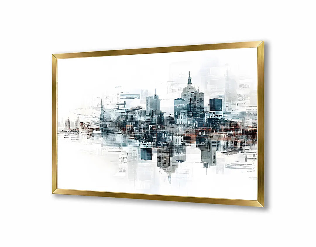 Metall Magnetboard mit hochwertigem Stad Skyline Aquarell Design