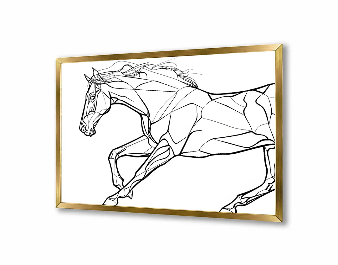 Metall Magnetboard mit hochwertigem Paard Linienzeichnung rennend Design