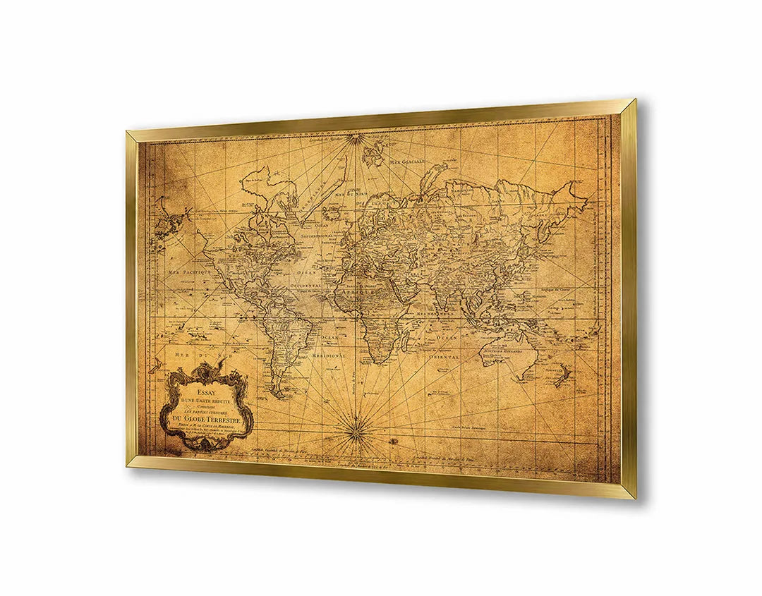 Metall Magnetboard mit hochwertigem Verweerde Vintage Weltkarte Design