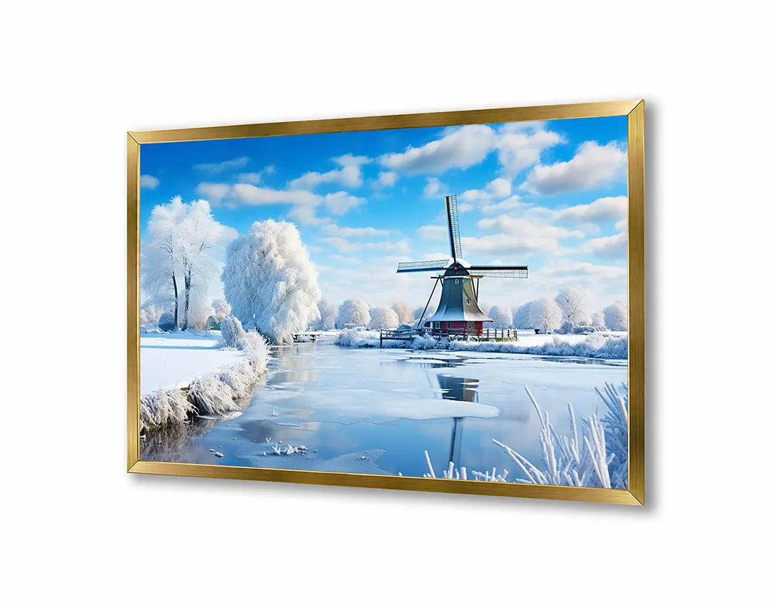 Metall Magnetboard mit hochwertigem Winterlandschap molen Design