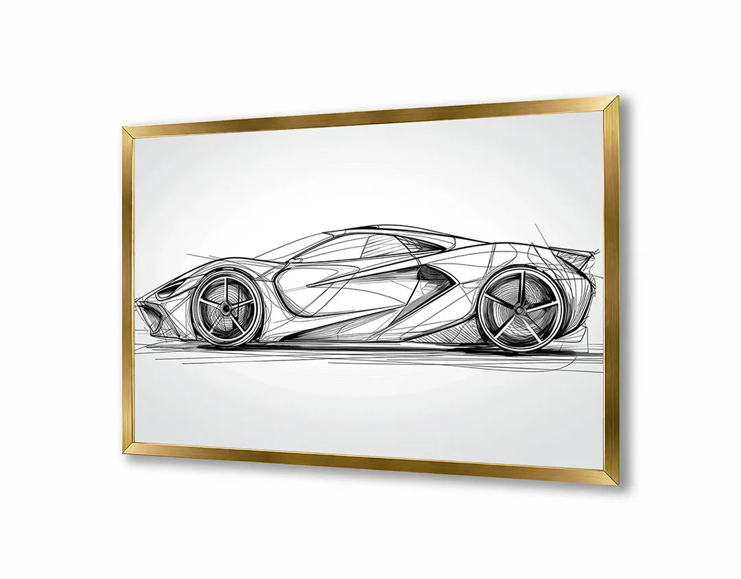 Metall Magnetboard mit hochwertigem Sportwagen Skizze vooraanzicht Design