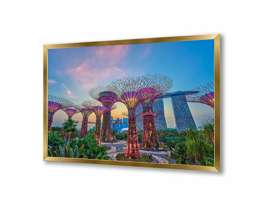 Metall Magnetboard mit hochwertigem Singapore Gardens By The Bay Bei Nacht Design