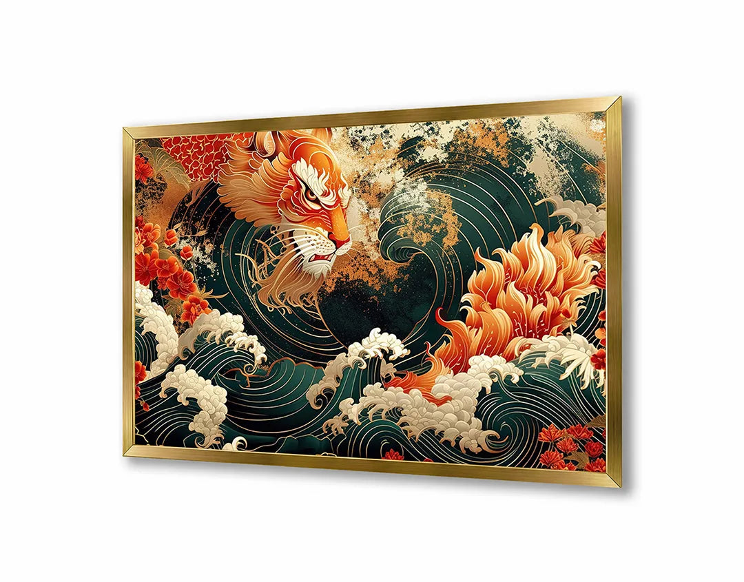Metall Magnetboard mit hochwertigem Aziatische tijger Welle Kunst Design